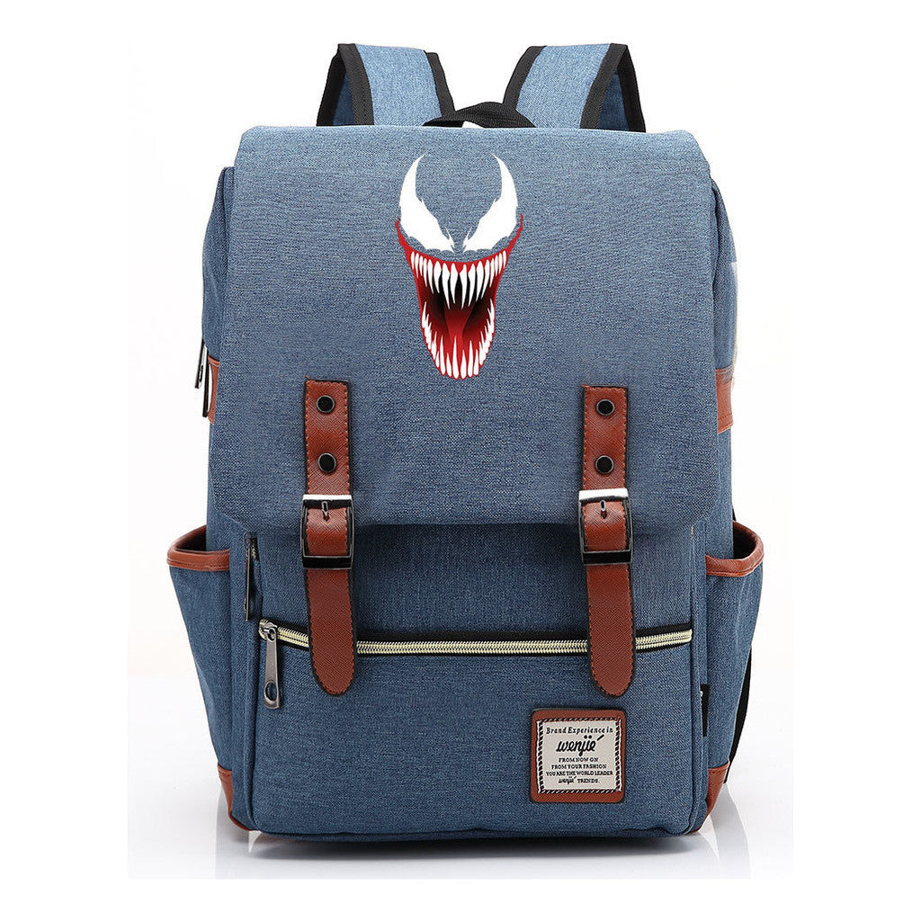 Printed Teenage Student Backpack For Men And Women With Casual Belt Buckle Classic Backpack