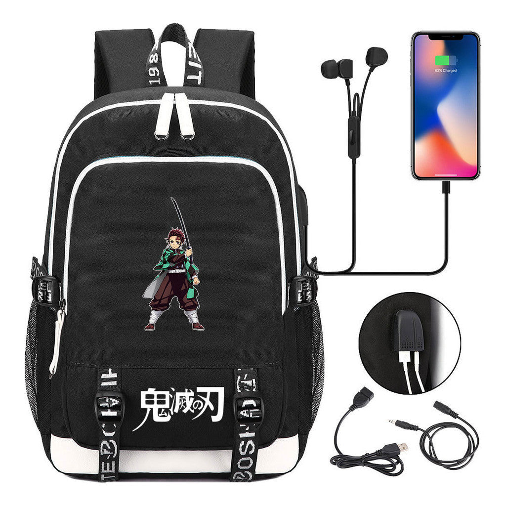 Comic Cartoon Fashion Youth Student Backpack Usb Men's And Women's Casual Backpack