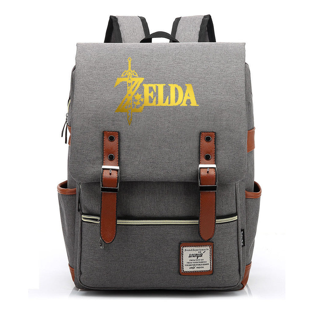 Golden Game Zelda Printed Youth Student Backpack For Men And Women, Casual Belt Buckle, Classic Backpack