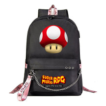 Super Mario Printed Usb Youth Student Backpack For Leisure Travel Backpack