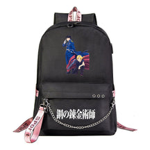 Steel Alchemist Printed Usb Youth Student Backpack For Men And Women's Leisure Travel Backpack
