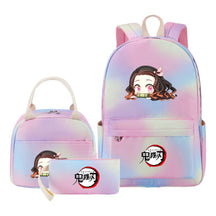 Cartoon Fashion Student Girls School Bag Lunch Bag Three Piece Set Backpack Set