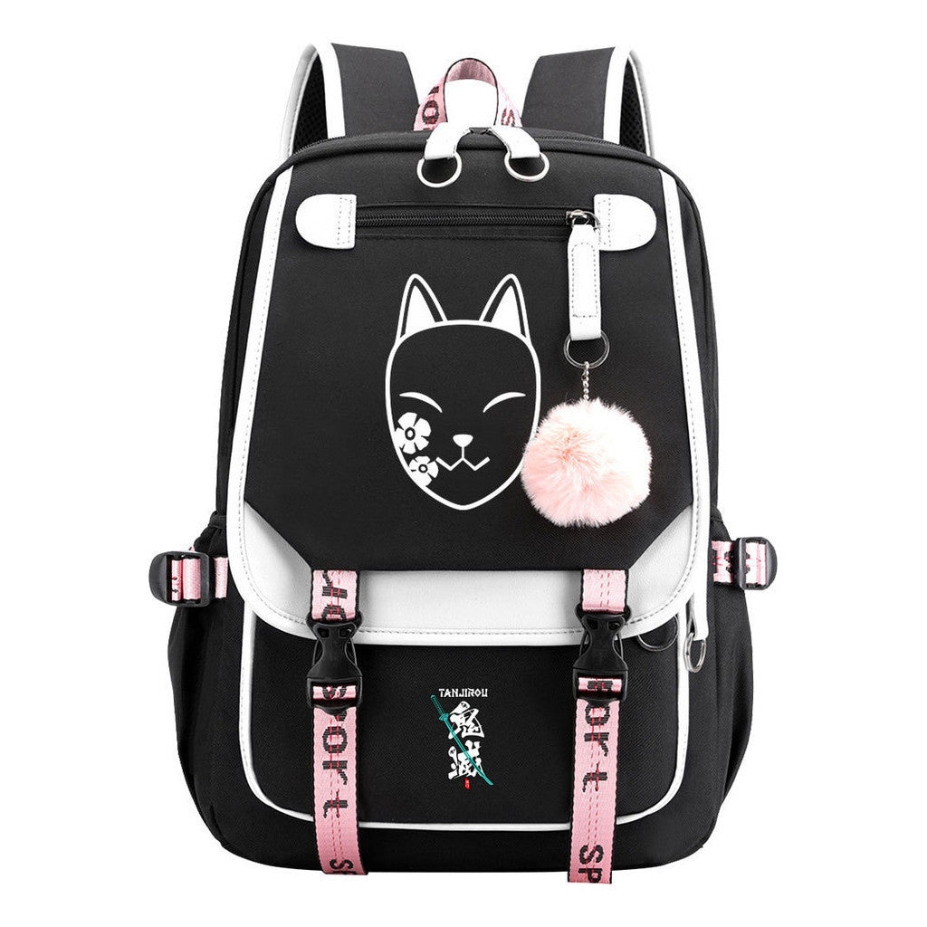 Cartoon Fashion Usb Youth Middle School Backpack For Boys And Girls Casual Woven Strap Flip Back Backpack