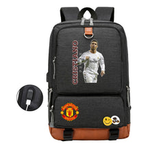 Football Star Cristiano Ronaldo Printed Usb Youth Student Backpack For Leisure Travel Backpack