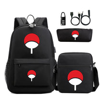 Naruto Usb Password Lock Youth Student Backpack Three Piece Set Backpack Set