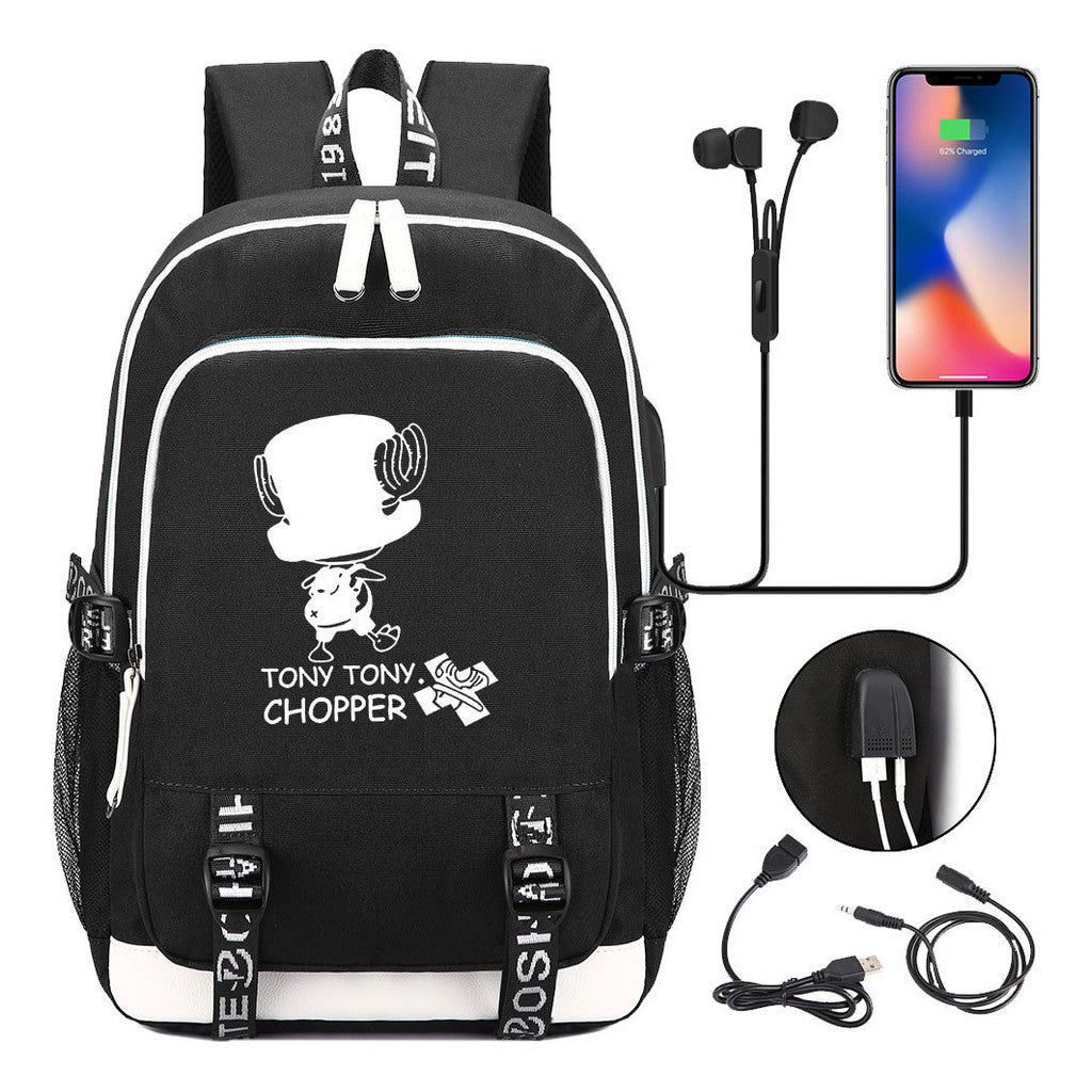 Pirate King Youth School Bag Usb Men's And Women's Leisure Backpack