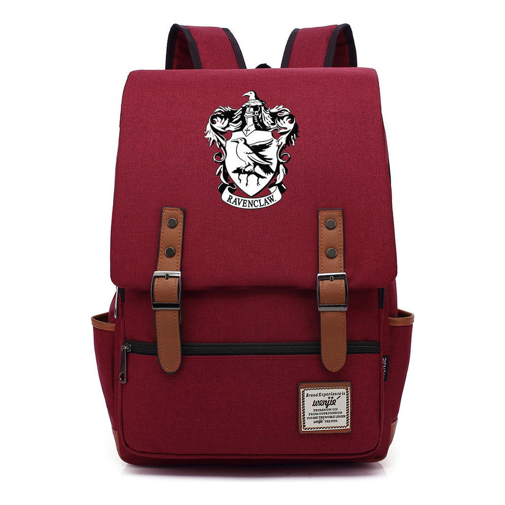 School Of Witchcraft And Wizardry Printed Youth School Bag Casual Belt Buckle Classic Backpack 38*27*12.5cm