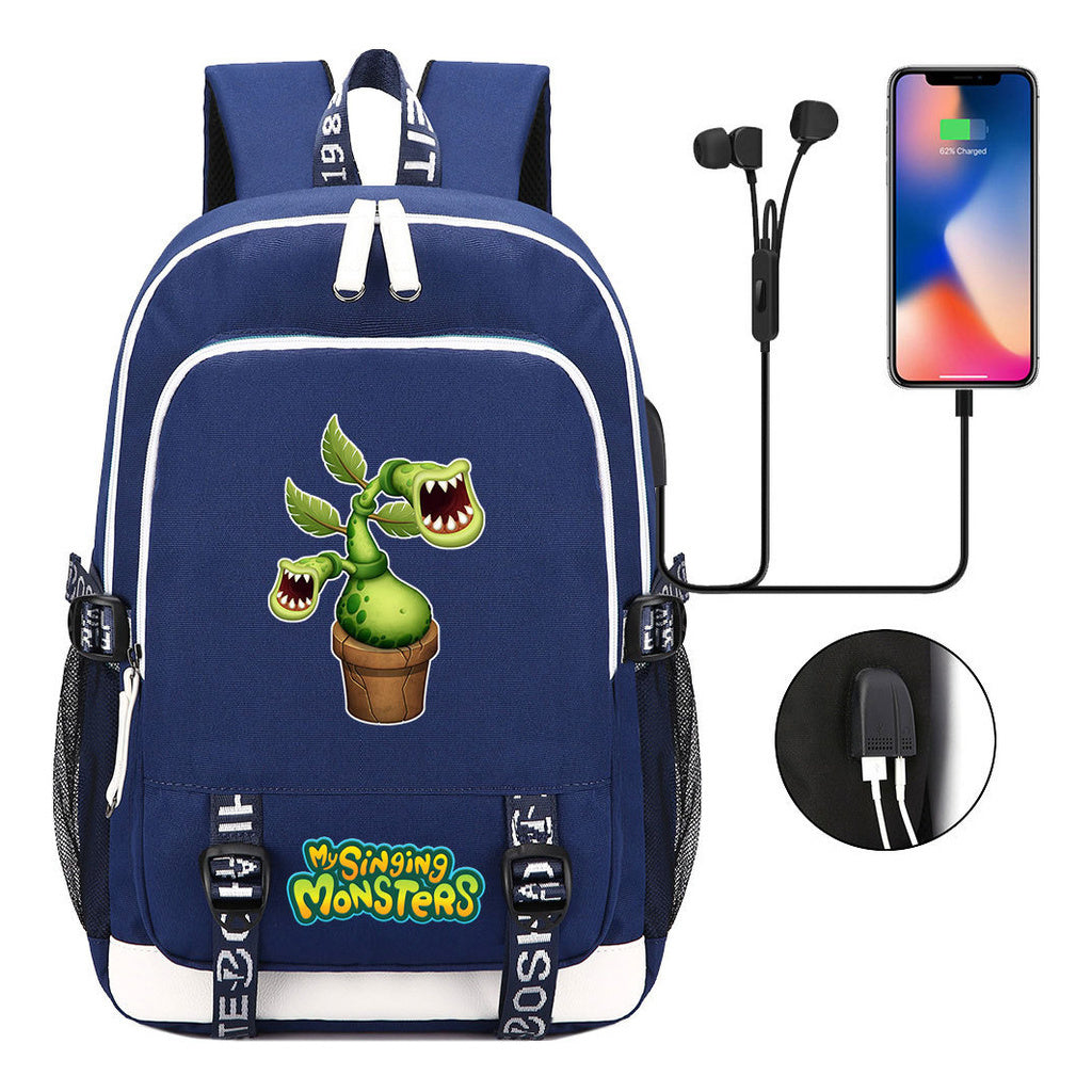 Monster Concert Printed Student Backpack Usb Leisure Backpack