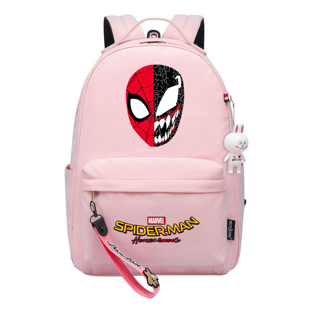 Superhero printed student backpack for boys and girls, casual travel bag with backpacks