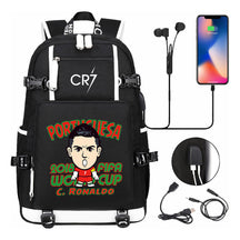 Football Dribbling Star Cristiano Ronaldo Printed Usb Large Capacity Youth Student Backpack For Men And Women's Leisure Travel Backpack