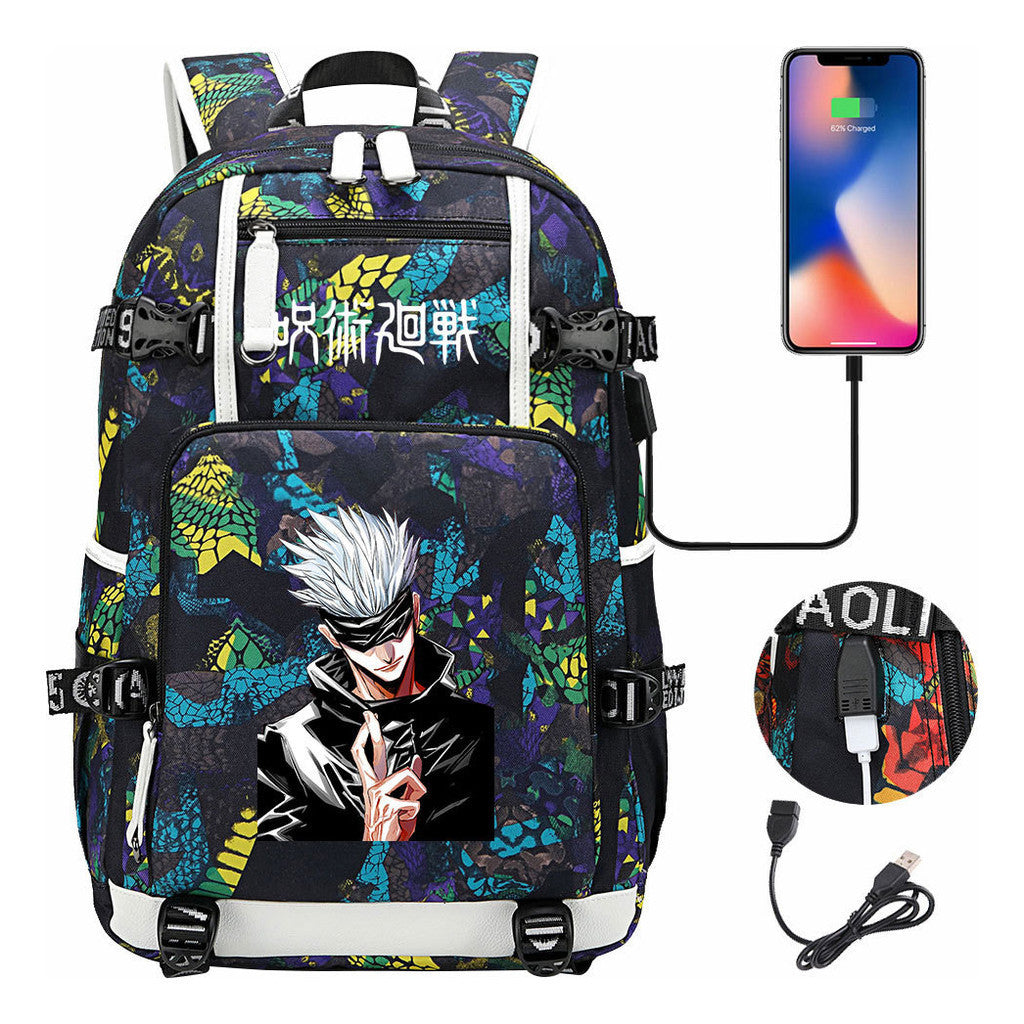 Printed Usb Youth Student Backpack Leisure Large Capacity Travel Backpack