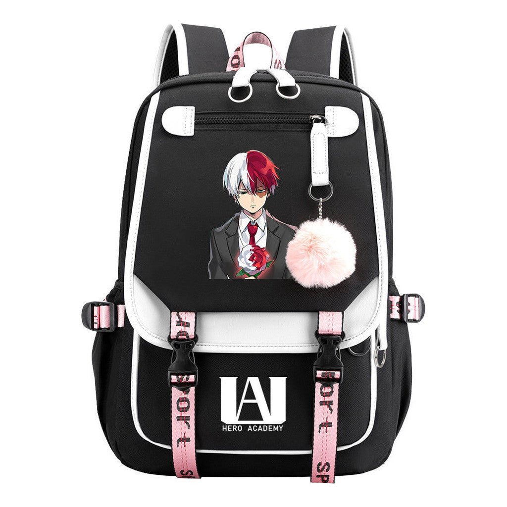 My Heroes Academy Usb Youth Student Backpack For Boys And Girls, Casual Woven Strap Flip Back Backpack