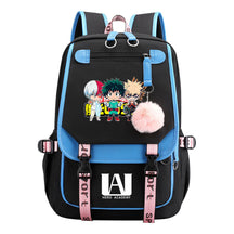 My Heroes Academy Usb Youth Student Backpack For Boys And Girls, Casual Woven Strap Flip Back Backpack