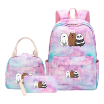 Cartoon Cute Three Cheap Bears Youth Student Girls School Bag Lunch Bag Three Piece Set Backpack Set
