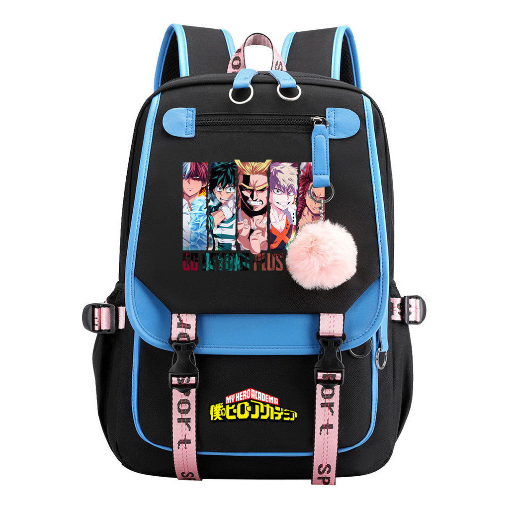 My Heroes Academy Usb Student Backpack, Casual Woven Strap Flip Back Backpack