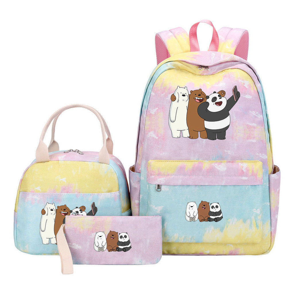 Cartoon Cute Three Cheap Bear Student Backpack Lunch Bag Three Piece Set Backpack Set