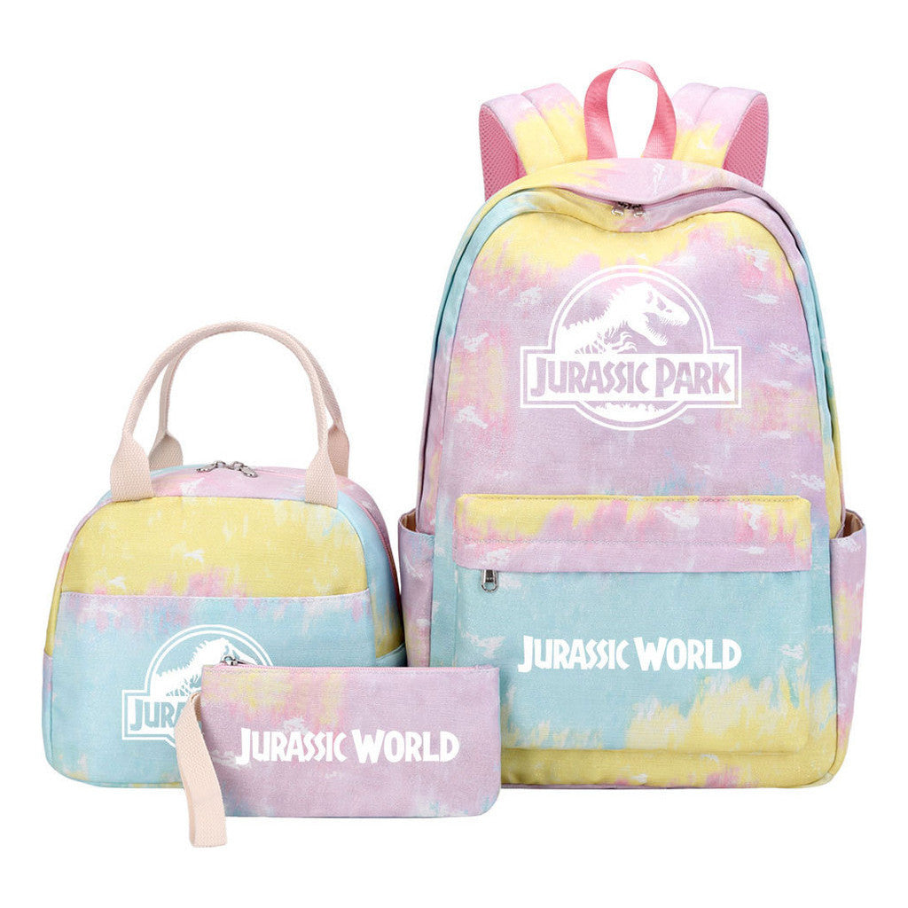 Jurassic Park Dinosaur Student School Bag Lunch Bag Three Piece Set Backpack Set