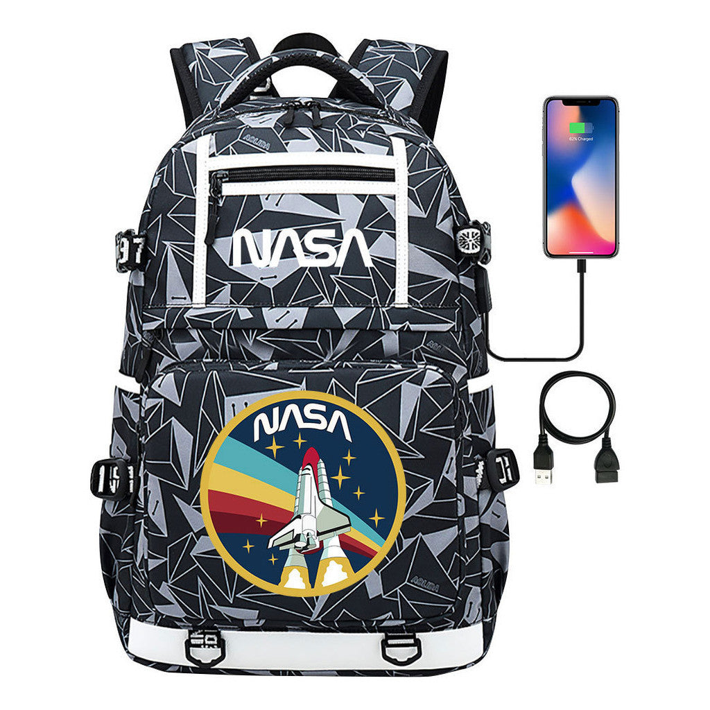 Fashionable Space Printed Usb Student Backpack Backpack Leisure Travel Backpack
