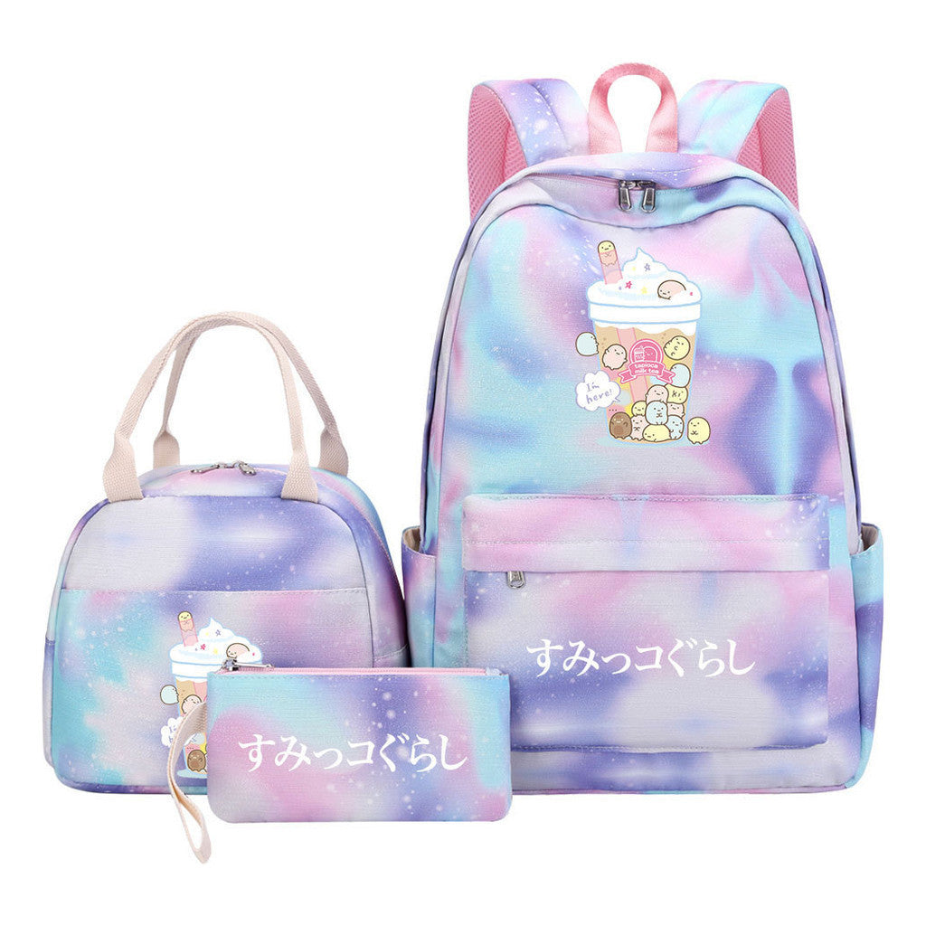 Corner Biology Student School Bag Lunch Bag Three Piece Set Backpack Set
