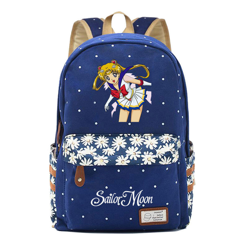 Anime Beauty Girl Warrior Youth School Bag Fragmented Flower Leisure Backpack