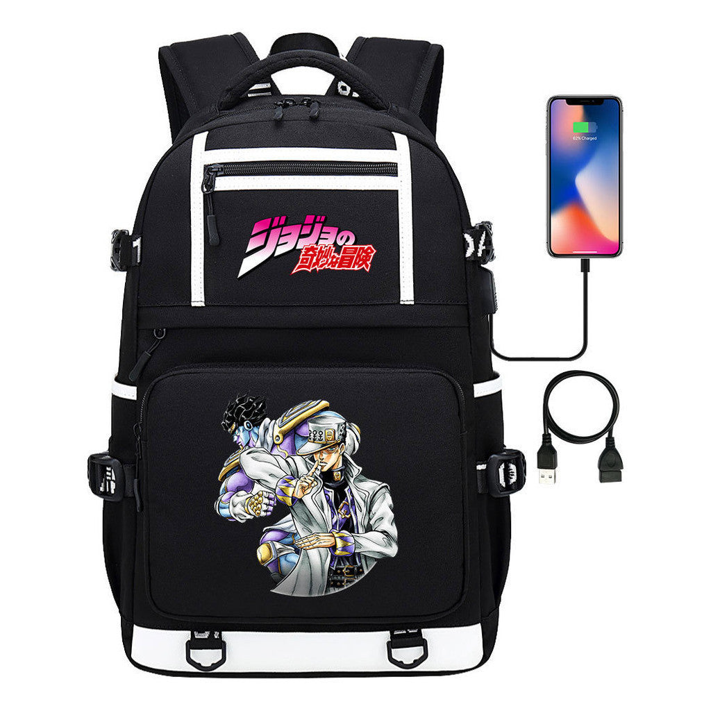 Comic Joe's Wonderful Adventure Print Usb Youth Student Backpack For Men And Women's Leisure Travel Backpack