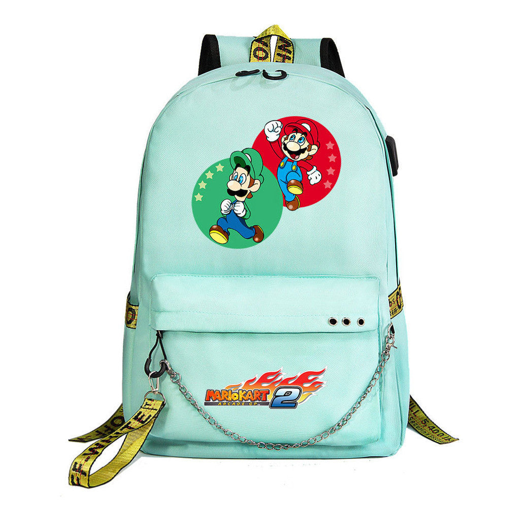Super Mario Printed Teenage Student Backpack For Men And Women With Casual Woven Straps Backpack