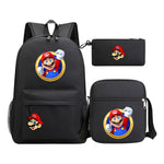 Super Mario Printed Student Backpack Three Piece Set For Men And Women's Backpack Set