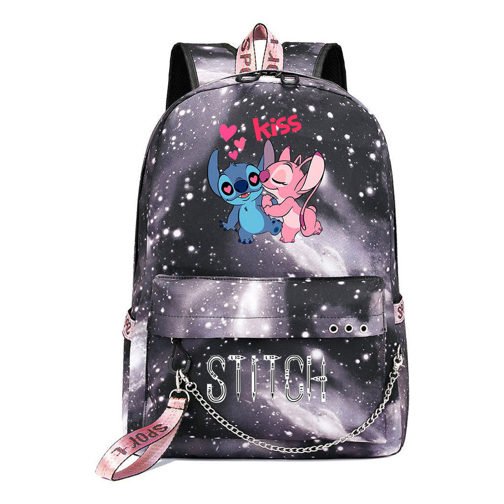 Interstellar Baby Stitch Printed Youth Student School Bag Casual Weaving Strap Backpack