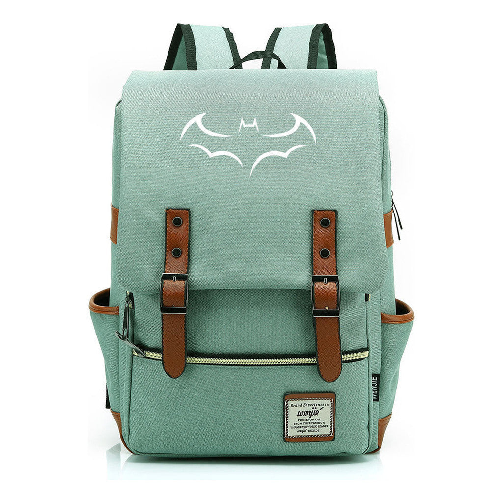 Superhero Batman Print Youth Student Backpack Casual Belt Buckle Classic Backpack