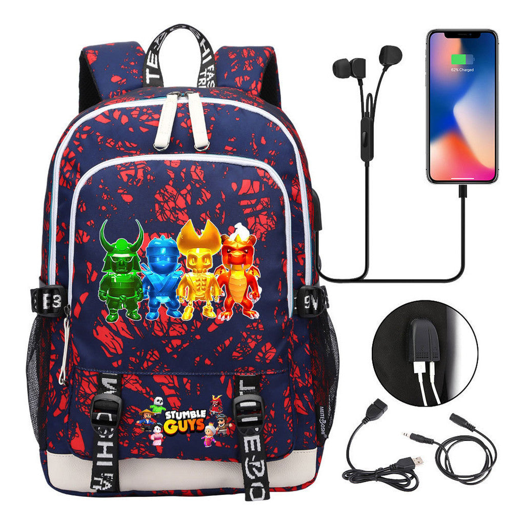 Printed Youth Student Backpack Usb Casual Backpack
