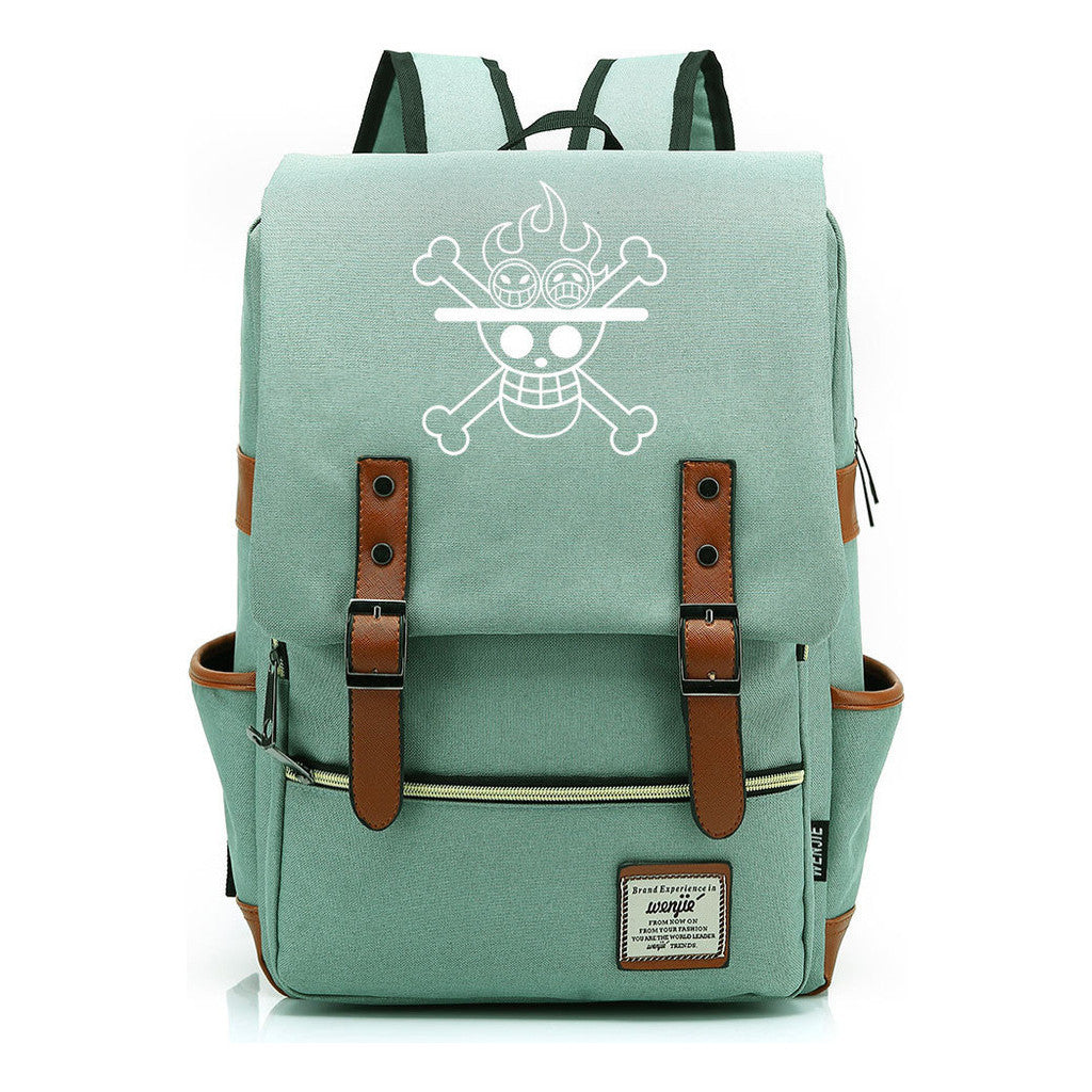 Anime One Piece King Luffy Printed Youth Student School Bag Men's And Women's Casual Belt Buckle Classic Backpack