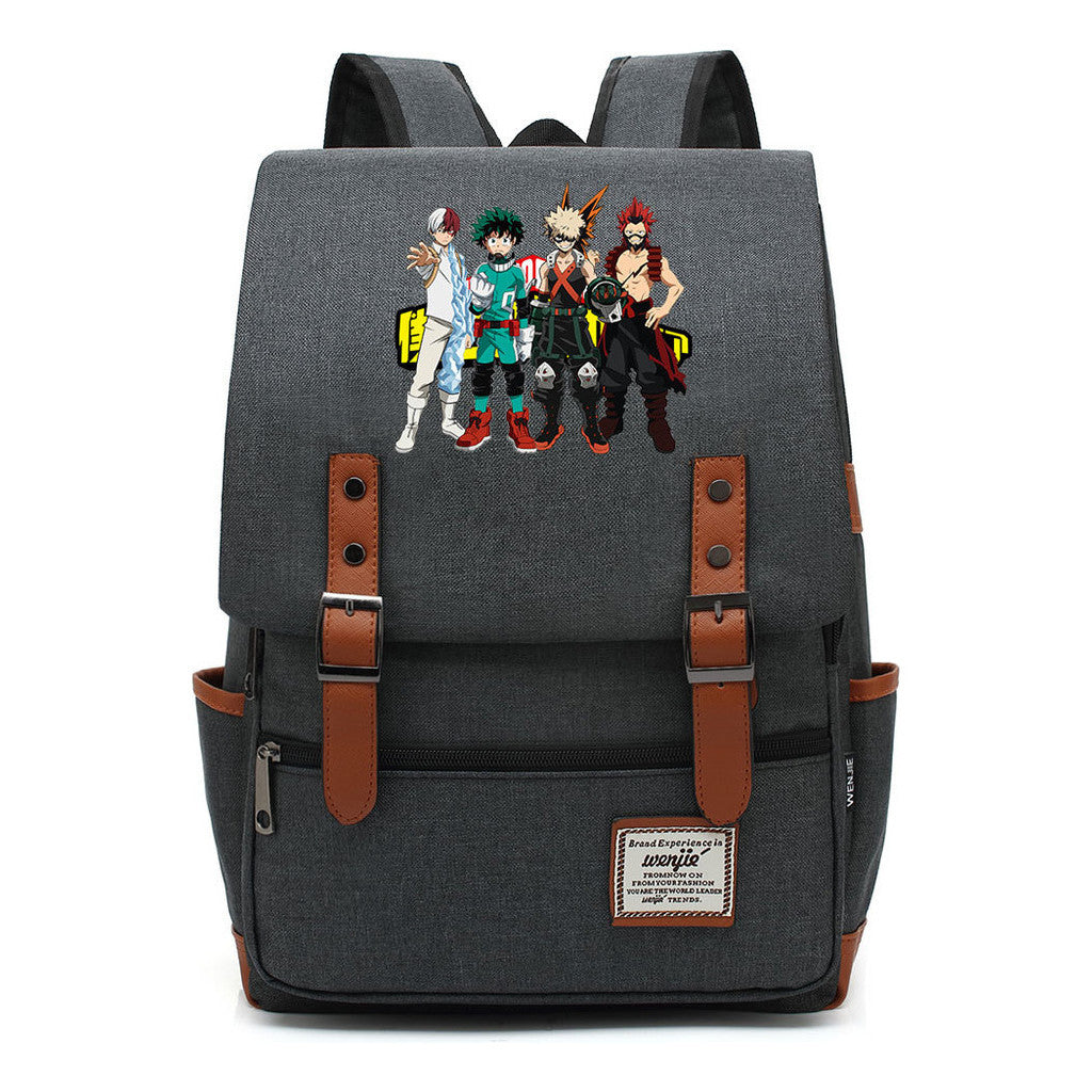 Anime My Heroes Academy Printed Youth Student Backpack Men's And Women's Leisure Belt Buckle Classic Backpack