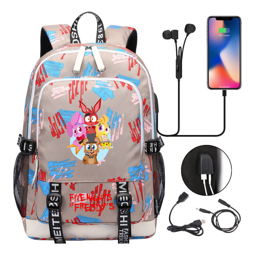 Toy Bear Game Peripheral Print Usb Youth Student Backpack For Men And Women Leisure Backpack