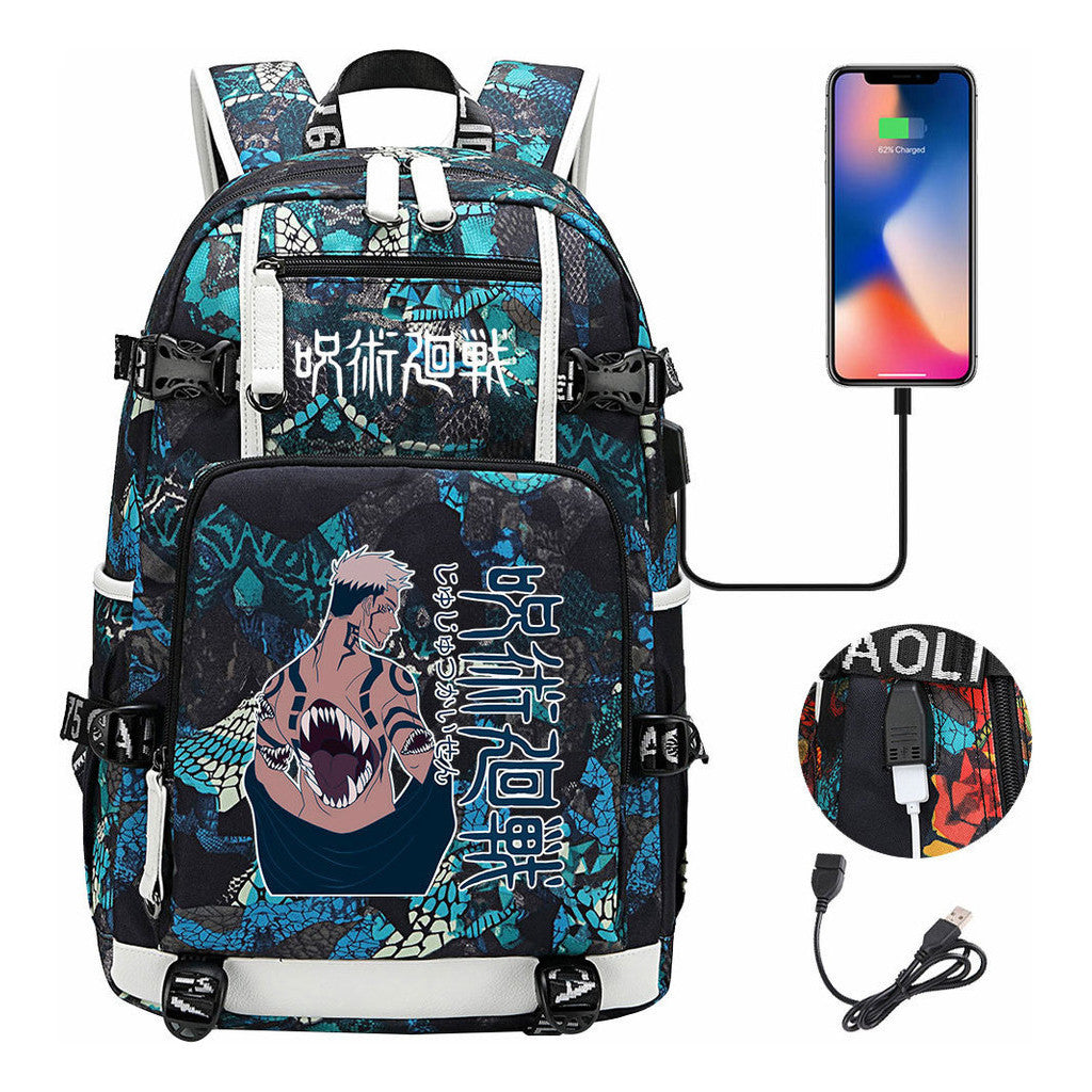 Printed Usb Youth Student Backpack For Men And Women's Leisure Large Capacity Travel Backpack