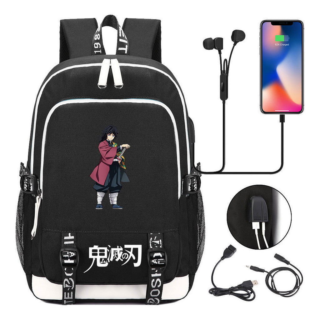 Comic Cartoon Fashion Youth Student Backpack Usb Men's And Women's Casual Backpack