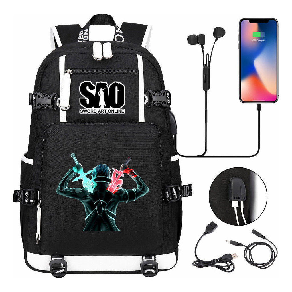 Sword God Domain Usb Youth Student Backpack For Men And Women's Leisure Travel Backpack
