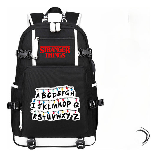Strange Story Printed Usb Youth Student Backpack For Men And Women's Leisure Travel Backpack