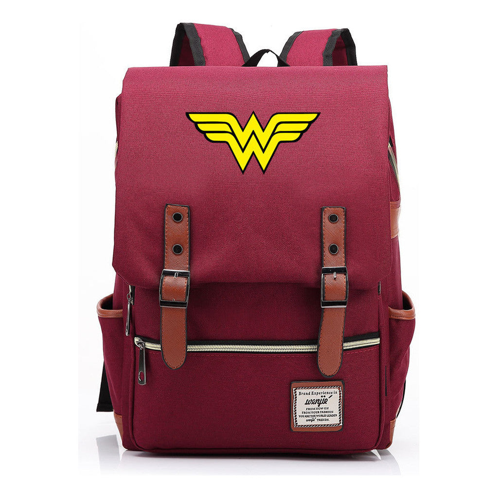Anime Wonder Woman Printed Youth Student School Bag Men's And Women's Leisure Belt Buckle Backpack