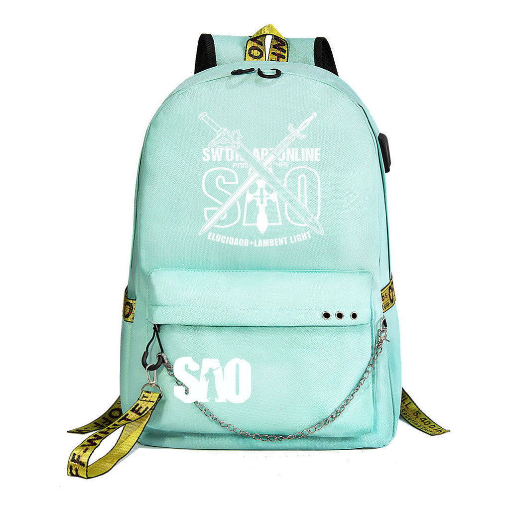 Sword God Domain Printed Usb Youth Student Backpack For Men And Women's Leisure Travel Backpack