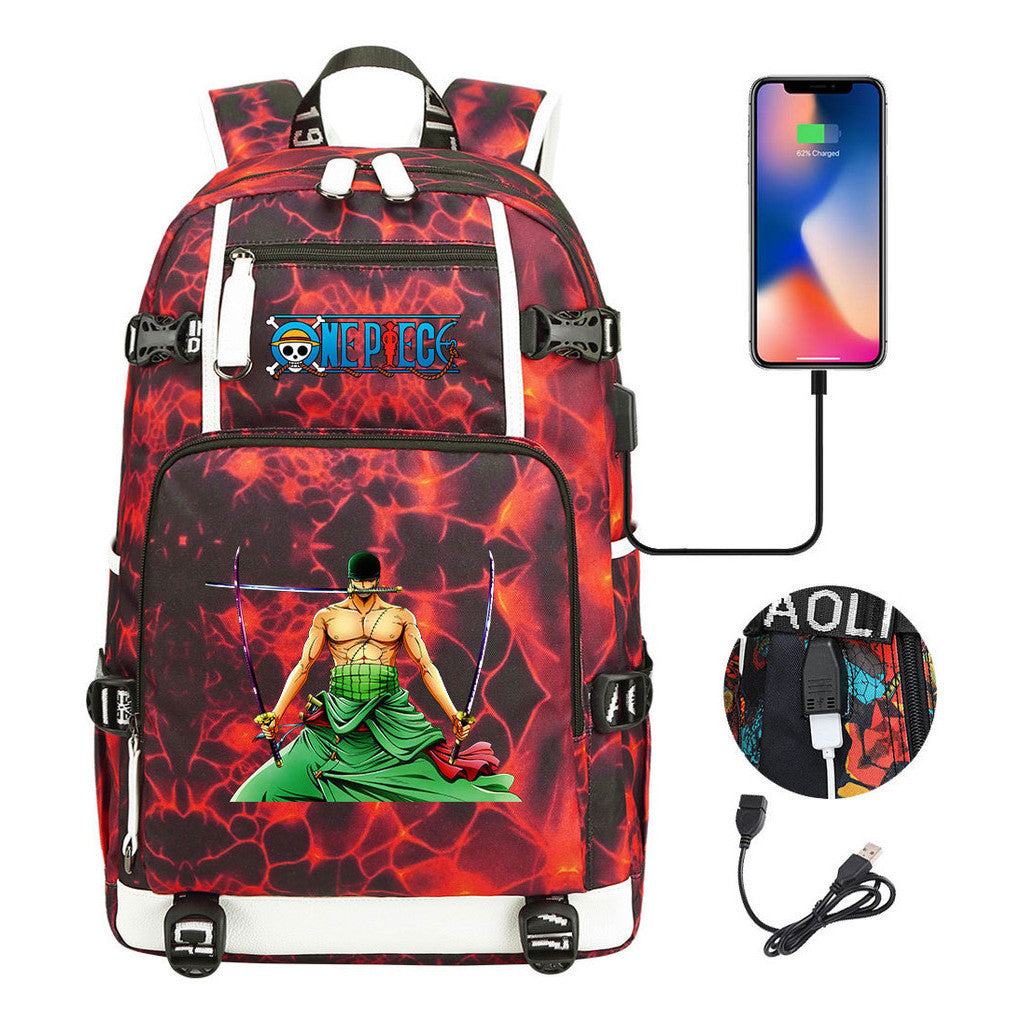 Pirate King Lufei Printed Youth Student Backpack With Large Capacity Leisure Travel Backpack