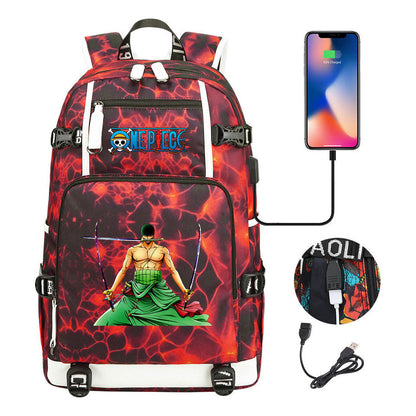 Pirate King Lufei Printed Youth Student Backpack With Large Capacity Leisure Travel Backpack
