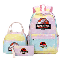 Jurassic Park Dinosaur Student Girls School Bag Lunch Bag Three Piece Set Backpack Set