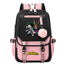 My Heroes Academy Usb Student Backpack For Boys And Girls, Casual Weaving Ribbon Flip Back Backpack