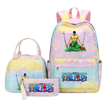 Cartoon Manga Pirate Wang Qing Student Girls School Bag Lunch Bag Three Piece Set Backpack Set