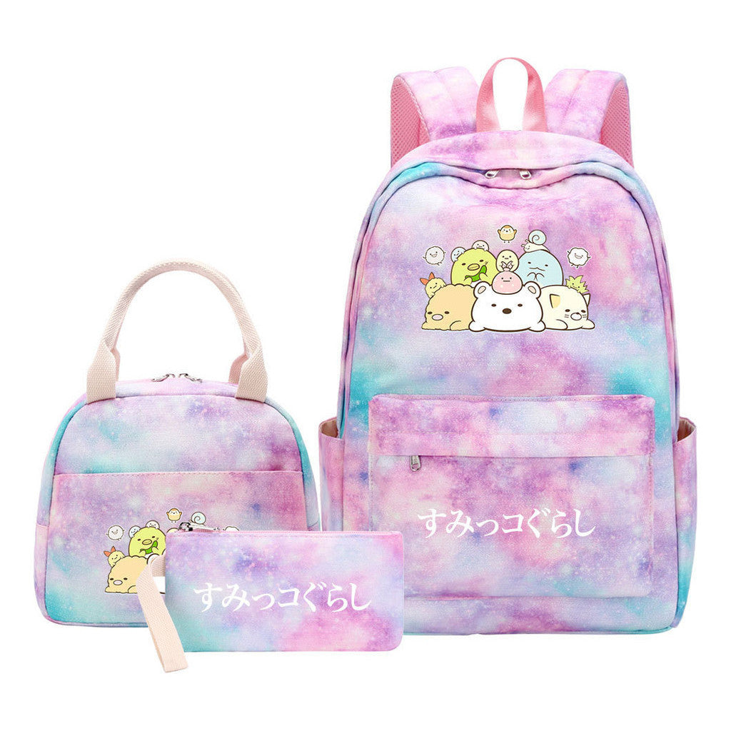 Game Corner Biology Youth Student Girls School Bag Lunch Bag Three Piece Set Backpack Set