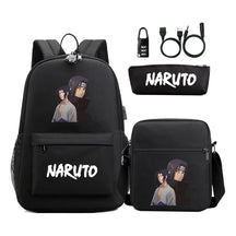 Naruto Usb Password Lock Youth Student Backpack Three Piece Set For Men And Women Backpack Set