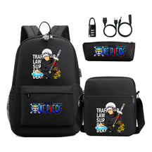 Cartoon Pirate King Usb Password Lock Youth Student Backpack Three Piece Set Backpack