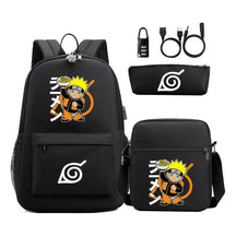 Naruto Usb Password Lock Backpack Three Piece Set For Men And Women Backpack Set