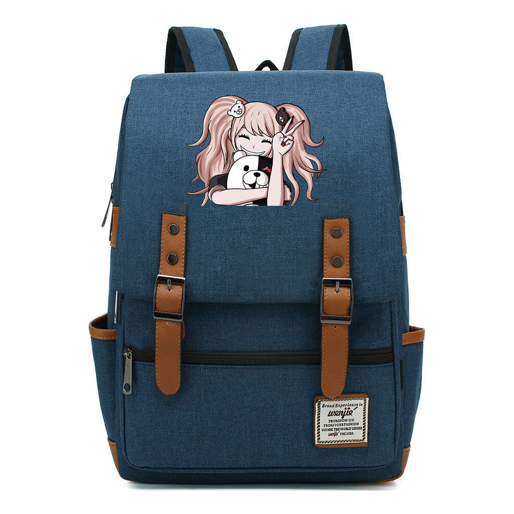 Printed Teenage Student Backpack For Men And Women With Casual Belt Buckle Classic Backpack