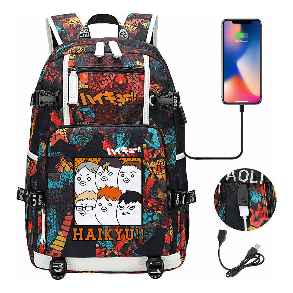 Volleyball Youth Usb Large Capacity Youth Student School Bag Men's And Women's Leisure Travel Backpack